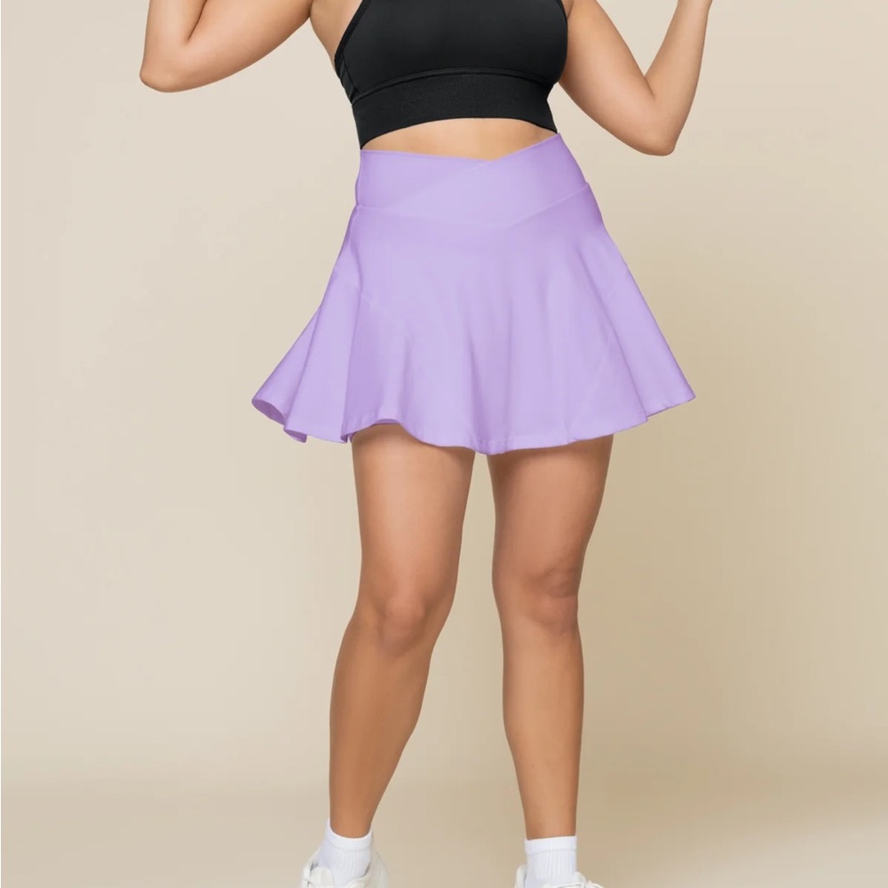 POPFLEX Crisscross Hourglass Twirl Skort LONGER in Digital Lavender